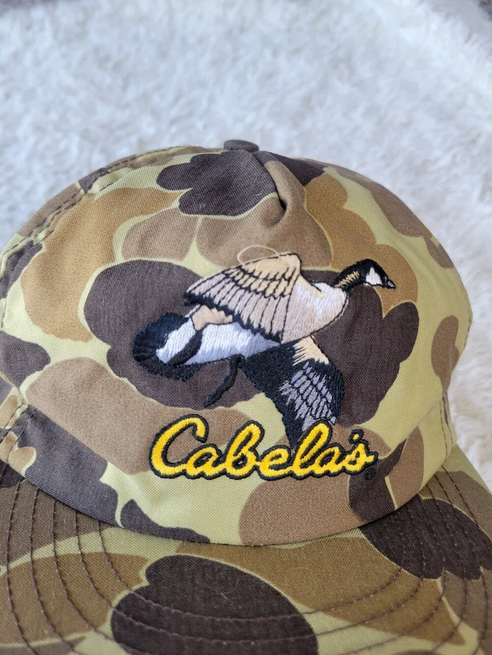 Vintage Cabelas Hat Mens Medium Cap Ear Flap Insulated Camo Winter USA Made